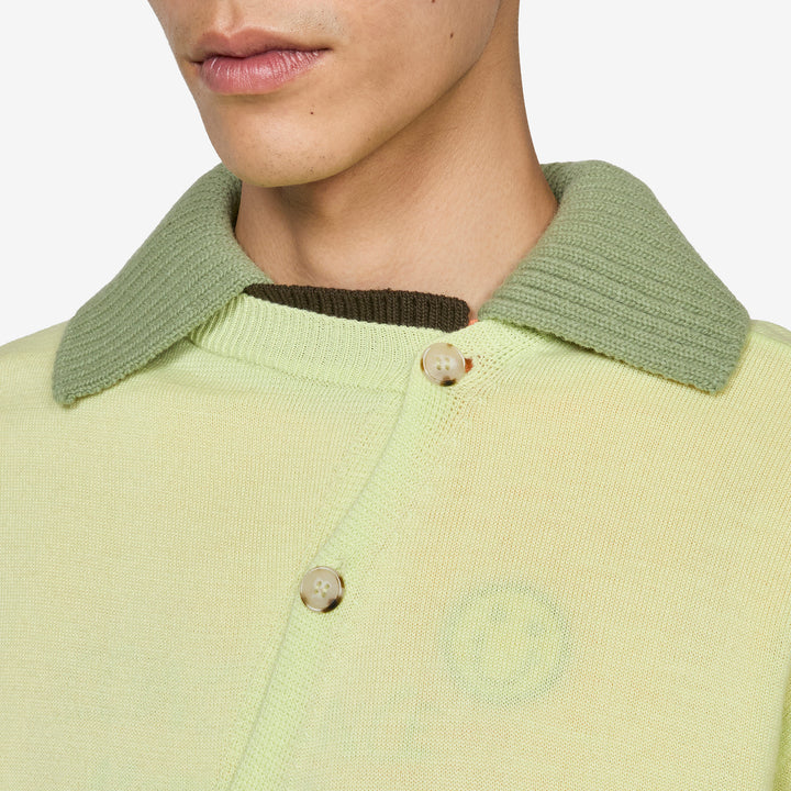 Layered Collar Cardigan Lemon