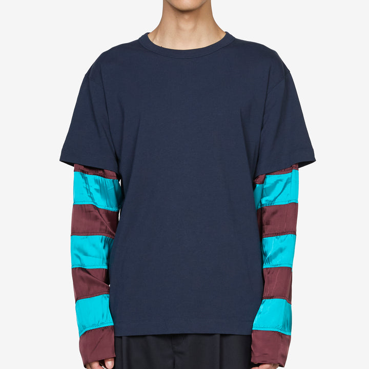 Contrast Sleeves T-Shirt Navy