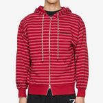 Mini Problemo Stripe Zip Hoodie Red