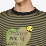 Heart Message Stripe Layered Longsleeve T-Shirt Khaki