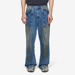 Layered Wide-Leg Jeans Blue