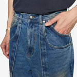 Layered Wide-Leg Jeans Blue