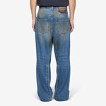 Layered Wide-Leg Jeans Blue