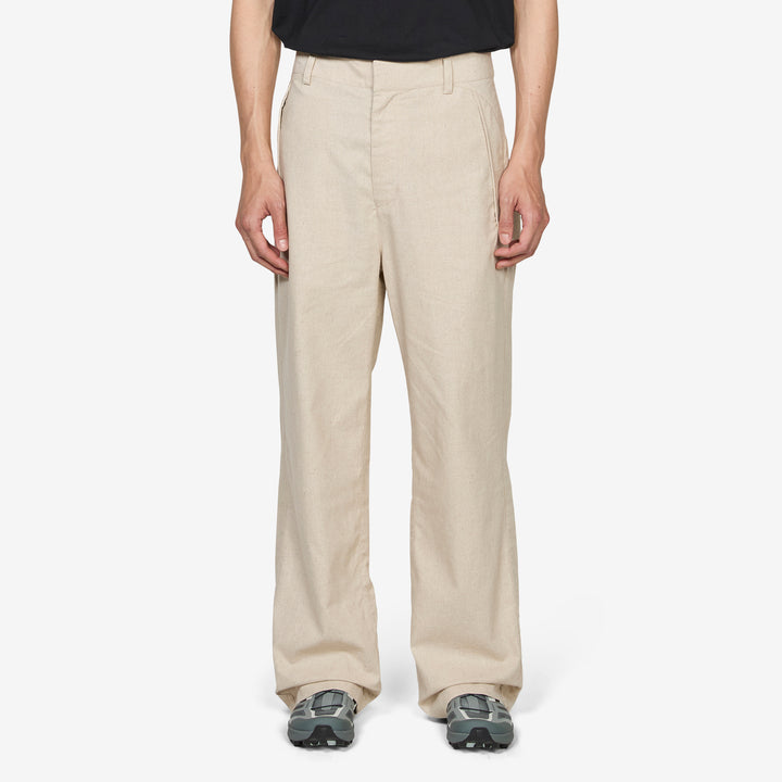 Path Linen Cotton Mixed Trouser Beige Front