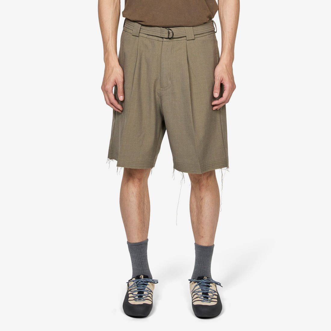 Above The Clouds x Cut Short Grey Pinstripe Shorts