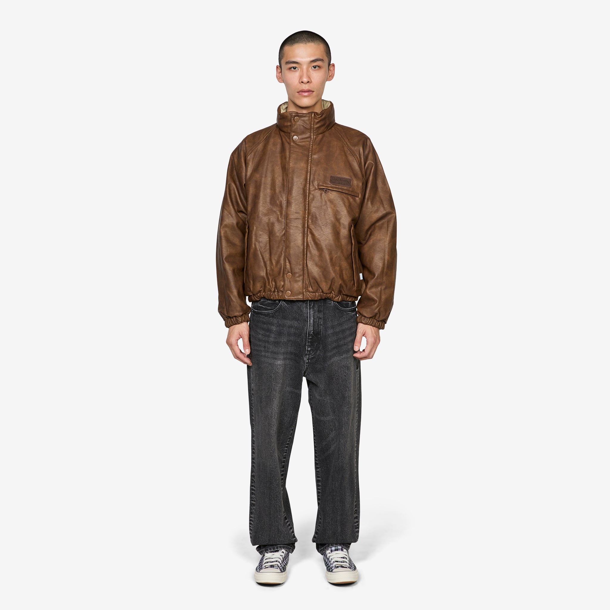 Faux Leather Reversible Blouson Brown – Above The Clouds