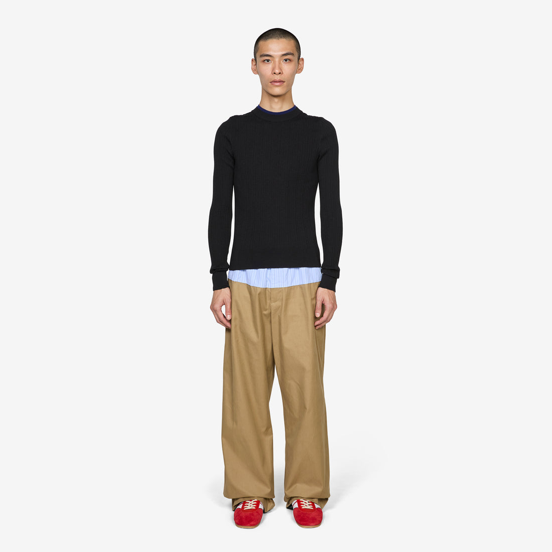 Contrast Waist Pants Camel Pants