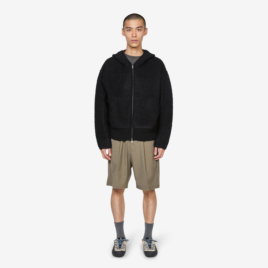 Knit Zip Hood Boiled Black Jumpers