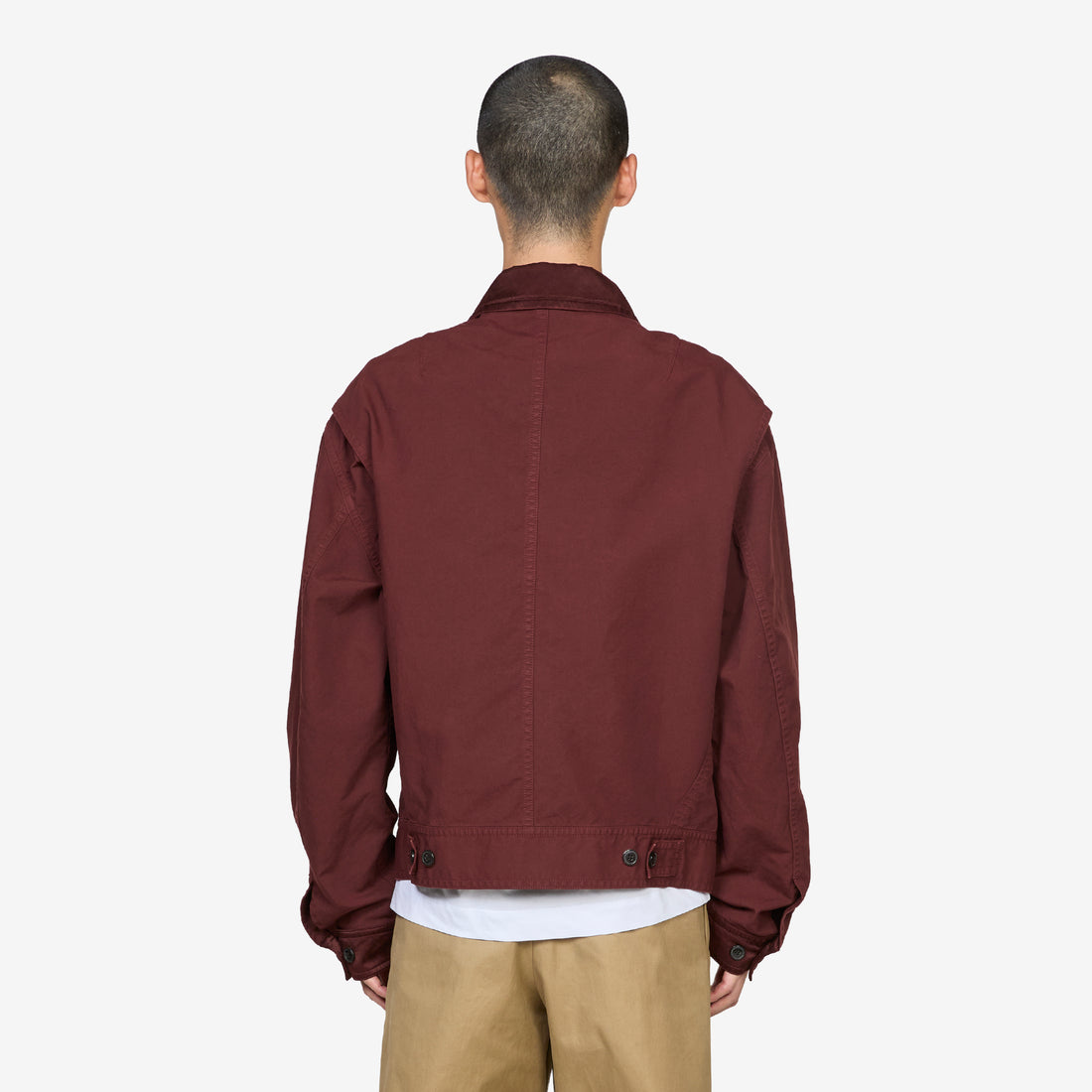 Overdyed Double Weave Cotton Jacket Burgundy Jackets