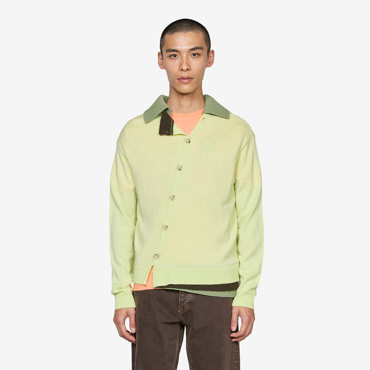 Layered Collar Cardigan Lemon Front