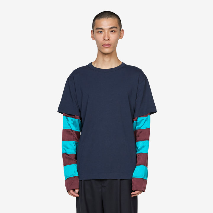Contrast Sleeves T-Shirt Navy Front