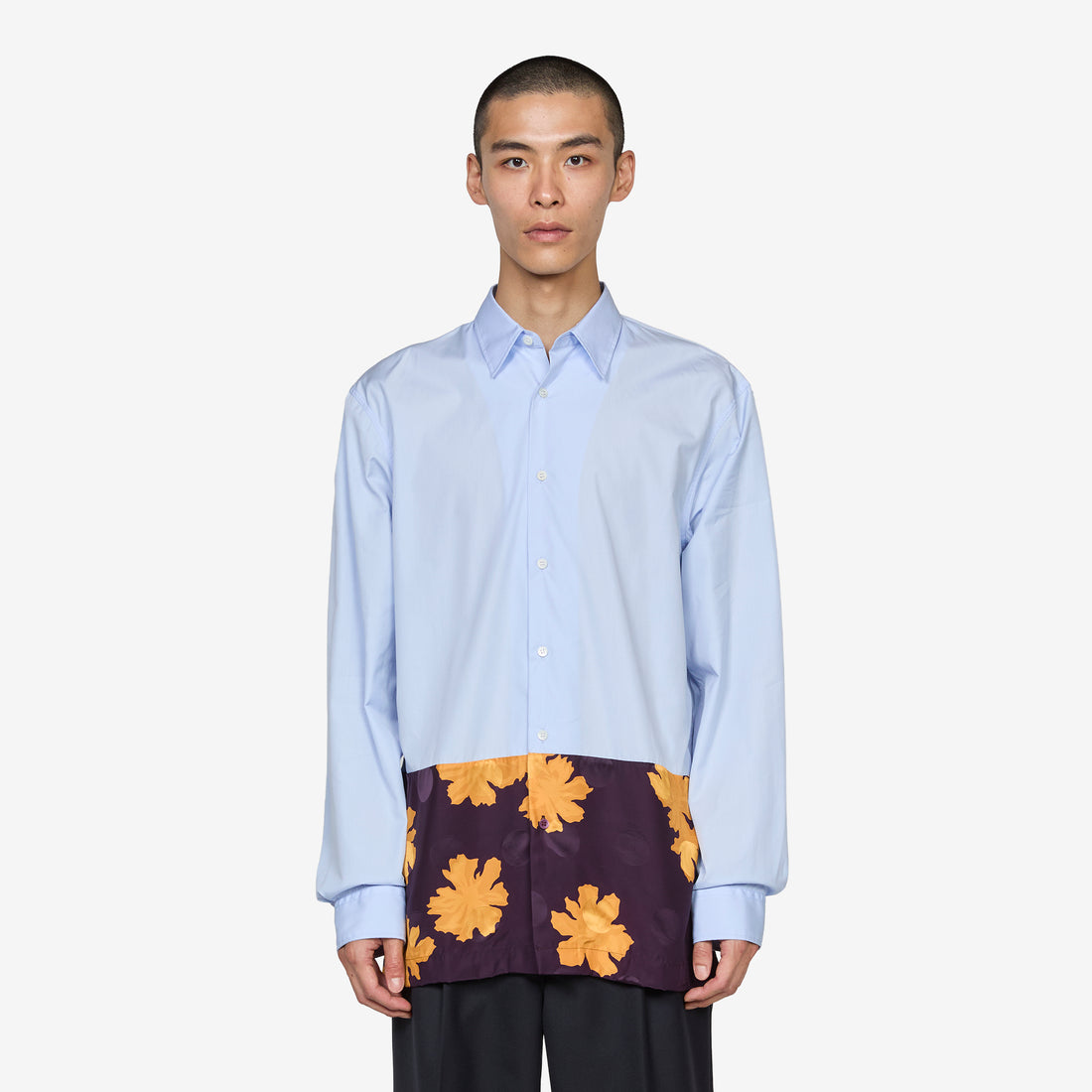 Contrast Cotton Shirt Light Blue Shirts