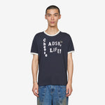 ADSB Flocking Ringer T-Shirt Navy