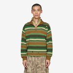 Double Layered Stripe Half Zip-Up Sweater Beige | Brown