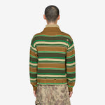 Double Layered Stripe Half Zip-Up Sweater Beige | Brown