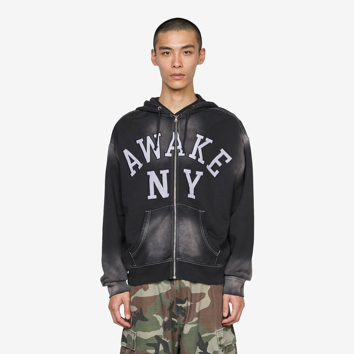 Collegiate Arch Zip Hoodie Black Front