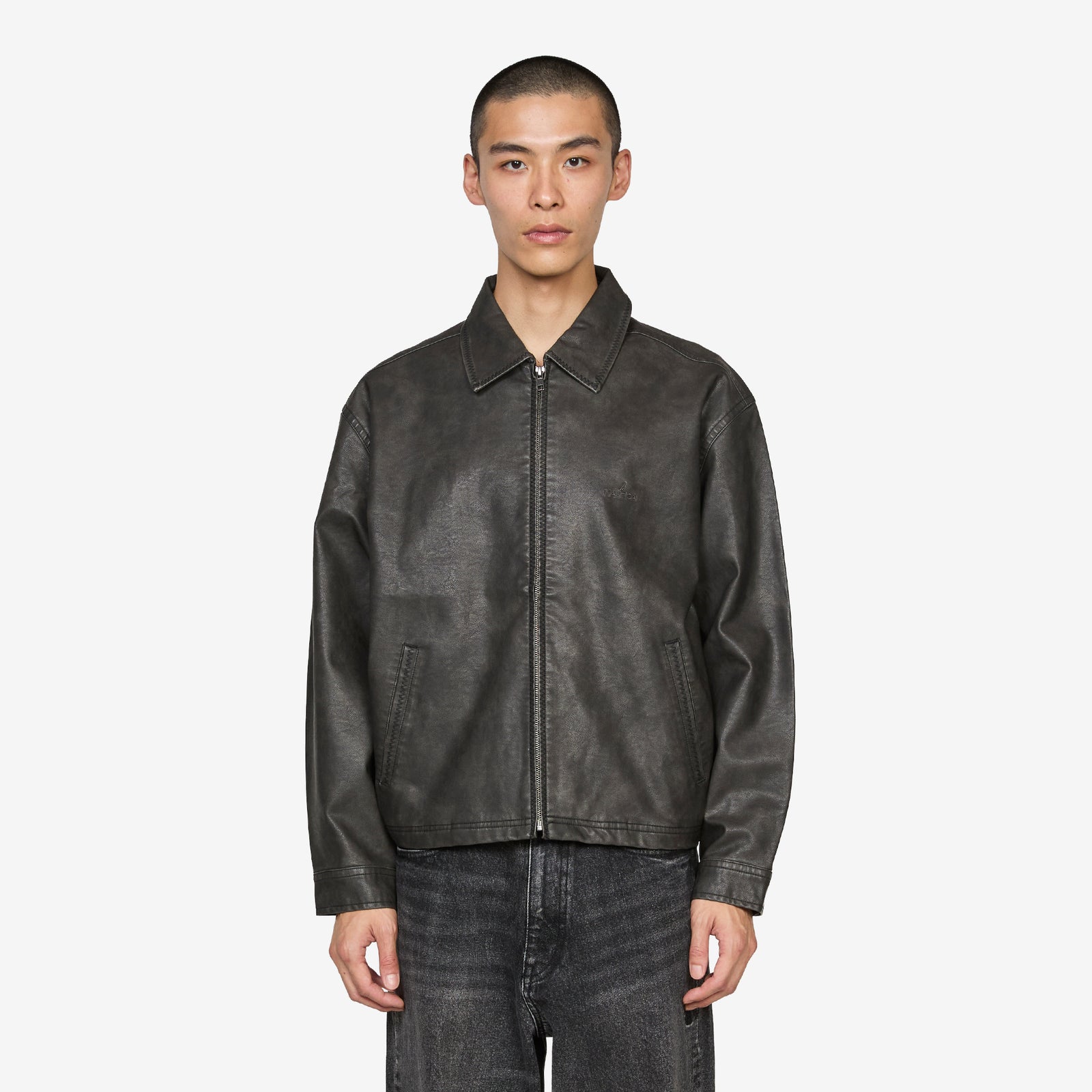 Nautica Faded Vegan Leather Blouson 新品 L Faded Leather Blouson Black – Above The Clouds