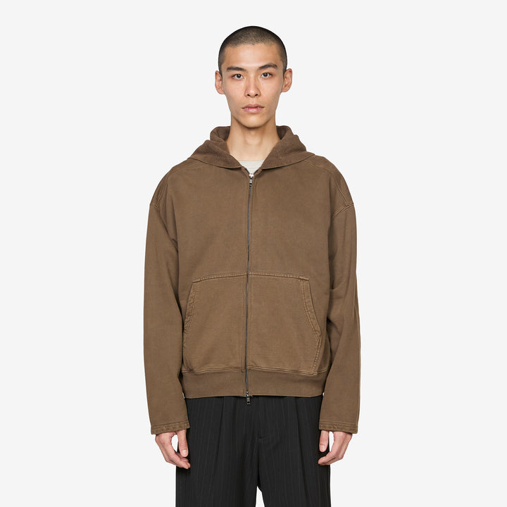Bomber Zip Hood Brown Front