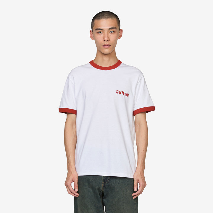 Ringer T-Shirt White | Red Front
