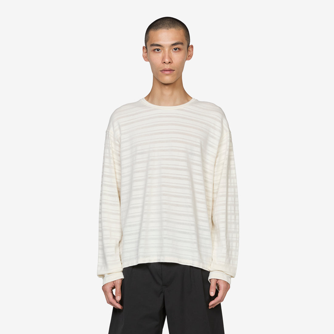Round Neck Sweater Off White Stripe Jumpers