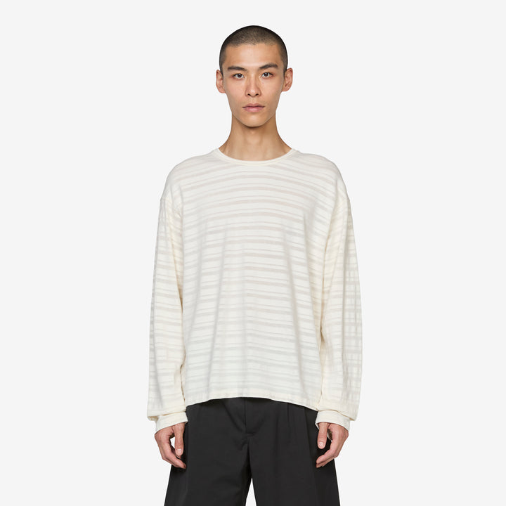 Round Neck Sweater Off White Stripe Front