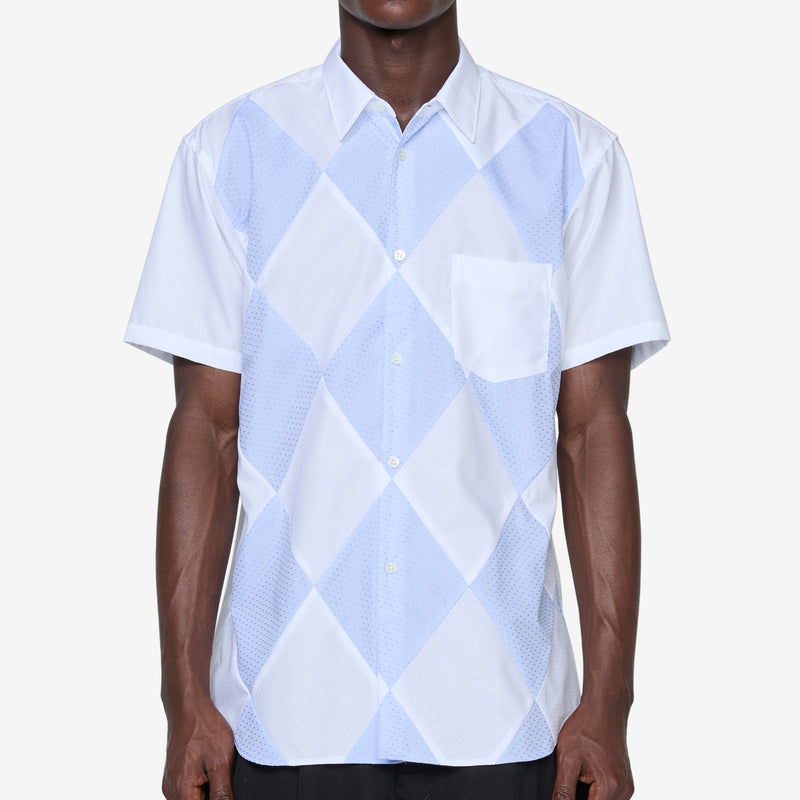 Diamond Patchwork Shirt White | Blue Shirts