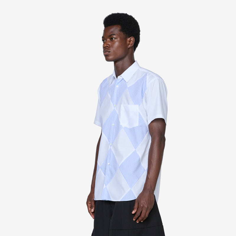 Diamond Patchwork Shirt White | Blue