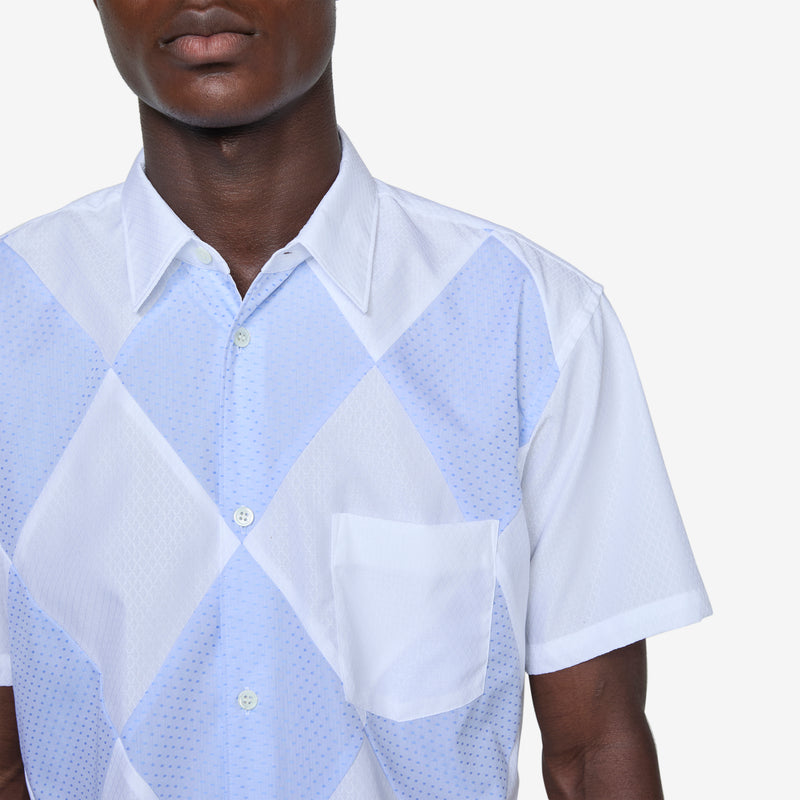 Diamond Patchwork Shirt White | Blue Shirts