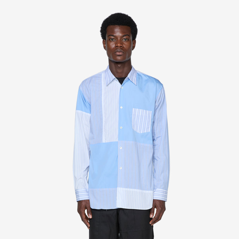 Vertical Patchwork Shirt Stripe | Blue Shirts