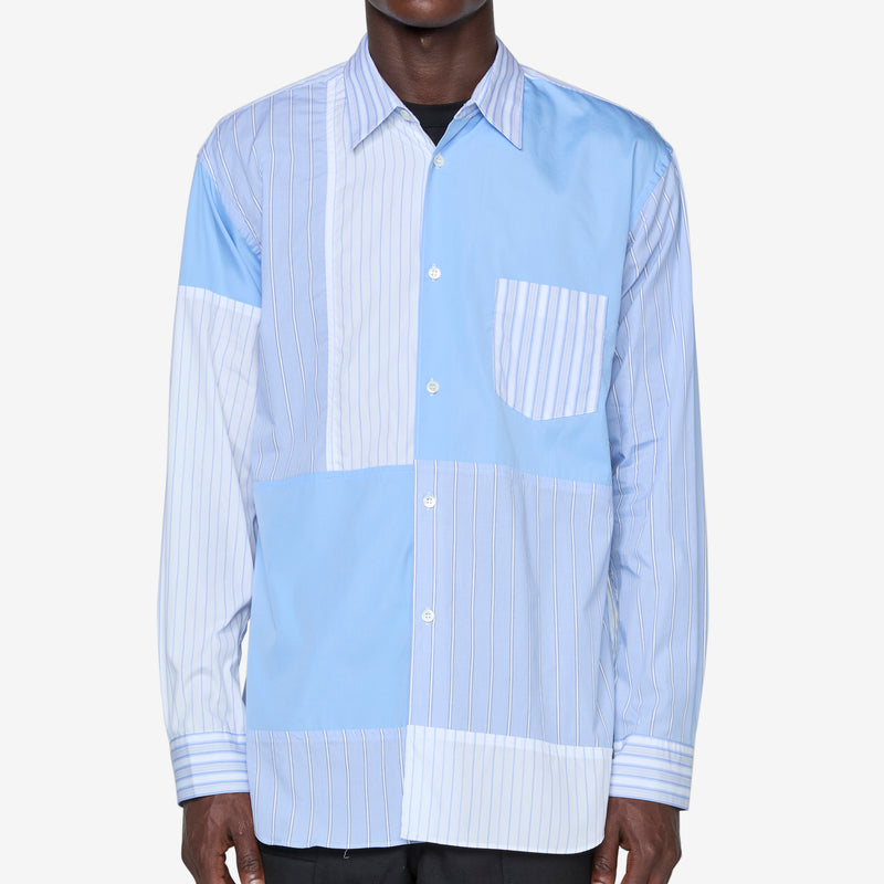 Vertical Patchwork Shirt Stripe | Blue Shirts