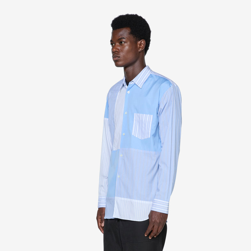 Vertical Patchwork Shirt Stripe | Blue Shirts