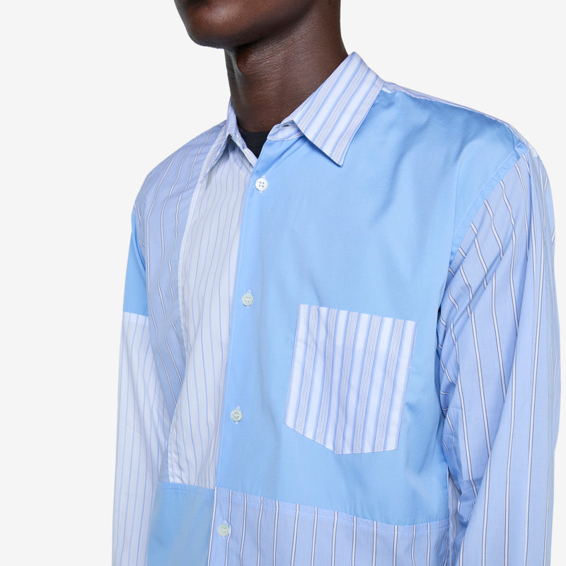 Vertical Patchwork Shirt Stripe | Blue Shirts