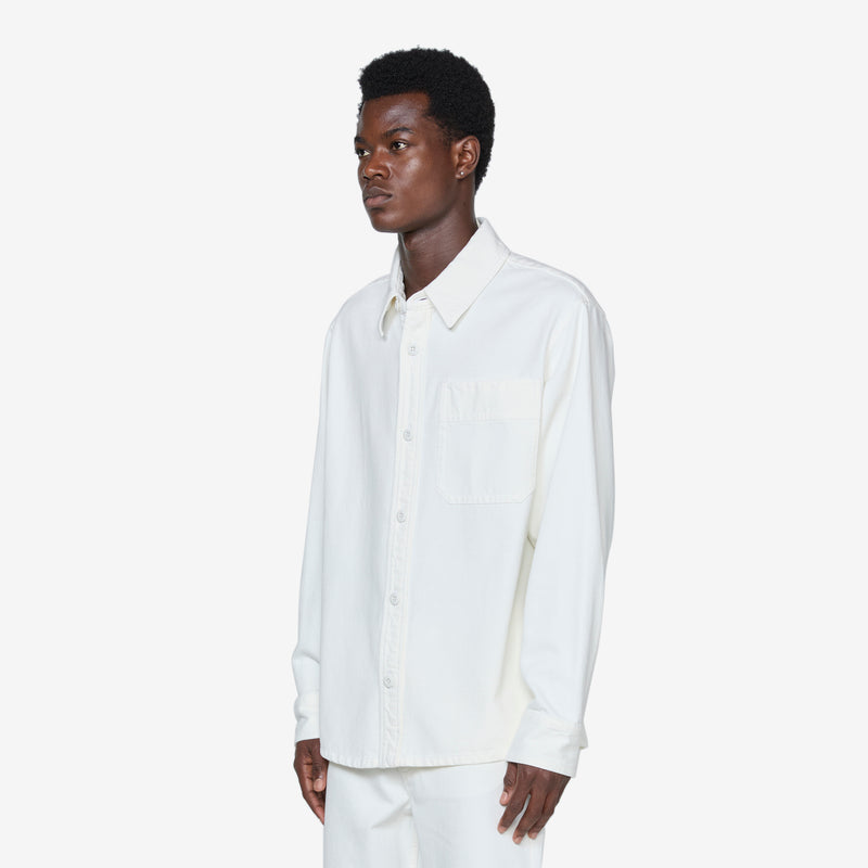 Basile Brodée Poitrine Overshirt Eggshell