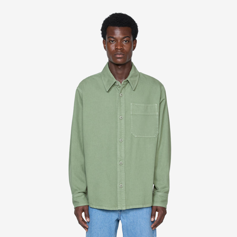 Basile Brodée Poitrine Overshirt Light Khaki