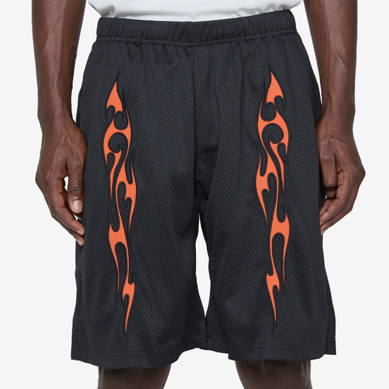 Flame Mesh Shorts Black