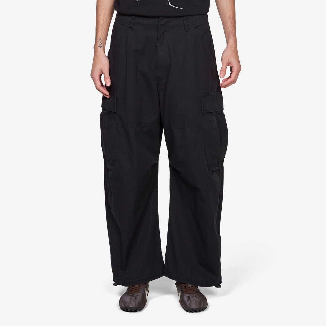 Ripstop Camo Curve Cargo Pants Black Pants
