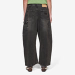Super Wide Curve Double Knee Painter Denim Pants Black