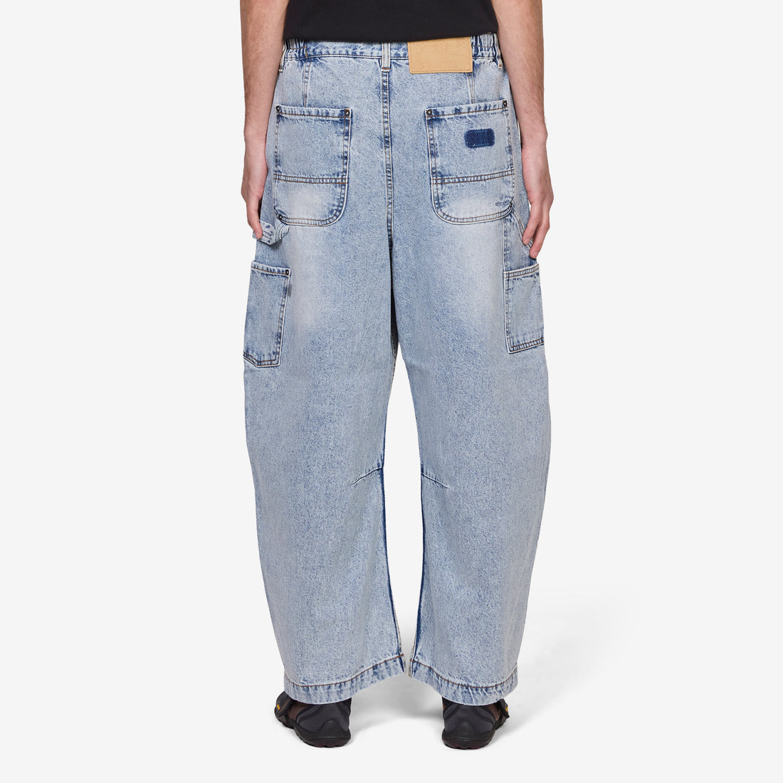 Super Wide Curve Double Knee Painter Denim Pants Black Pants