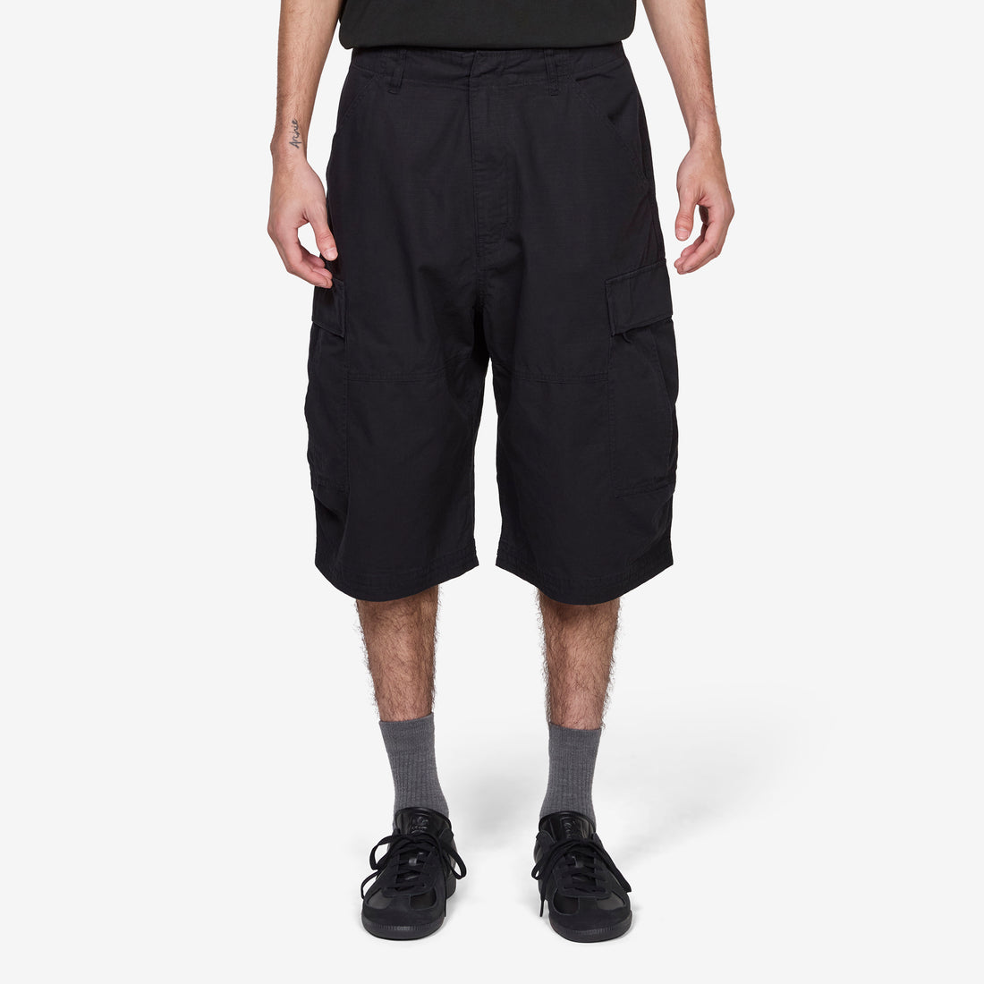 Ripstop Camo Curve Cargo Shorts Black Shorts
