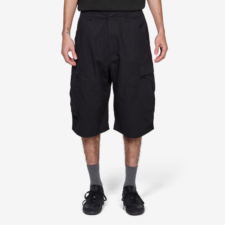 Ripstop Camo Curve Cargo Shorts Black Front