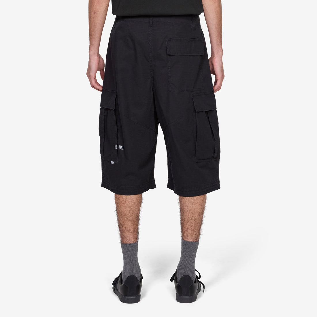 Ripstop Camo Curve Cargo Shorts Black Shorts