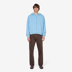 Distressed Zip Up Hoodie Sky Blue