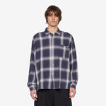 Ombre Bleached Long Sleeve Shirt Navy