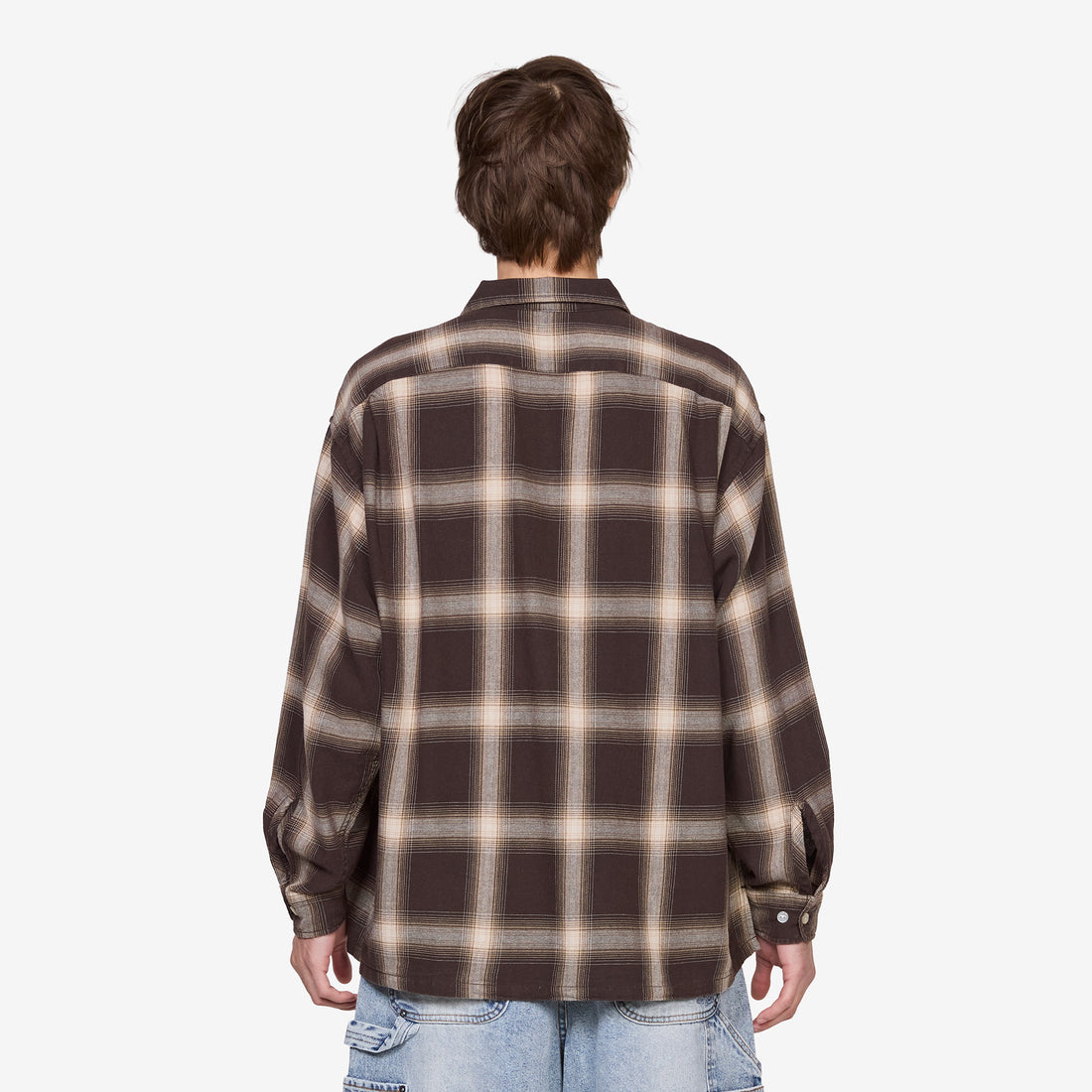Ombre Bleached Long Sleeve Shirt Brown Shirts