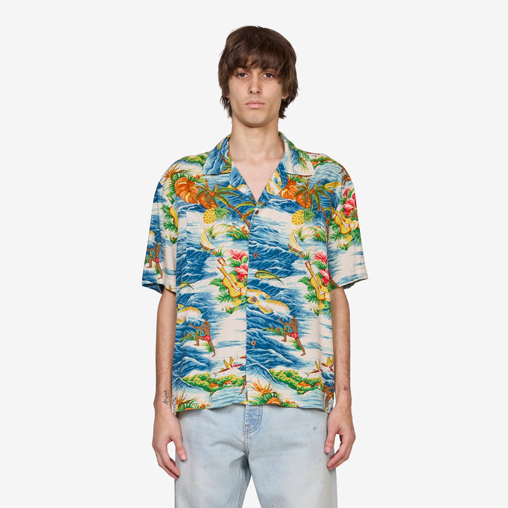 Hawaiian Vacation Shirt Blue Front