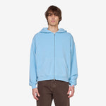 Distressed Zip Up Hoodie Sky Blue