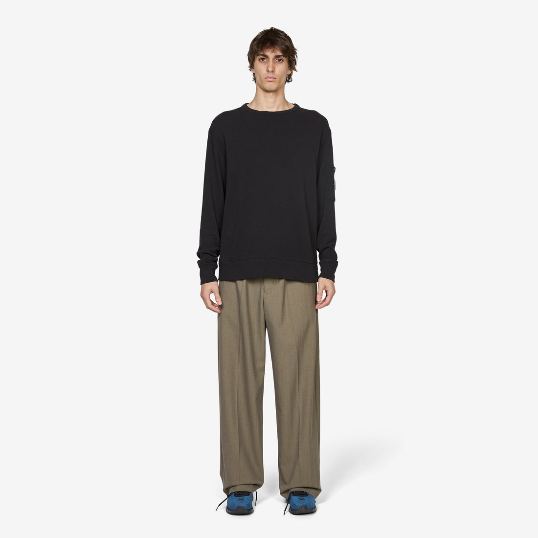 Malfilè Fleece Lens Crewneck Sweatshirt Black Shirts