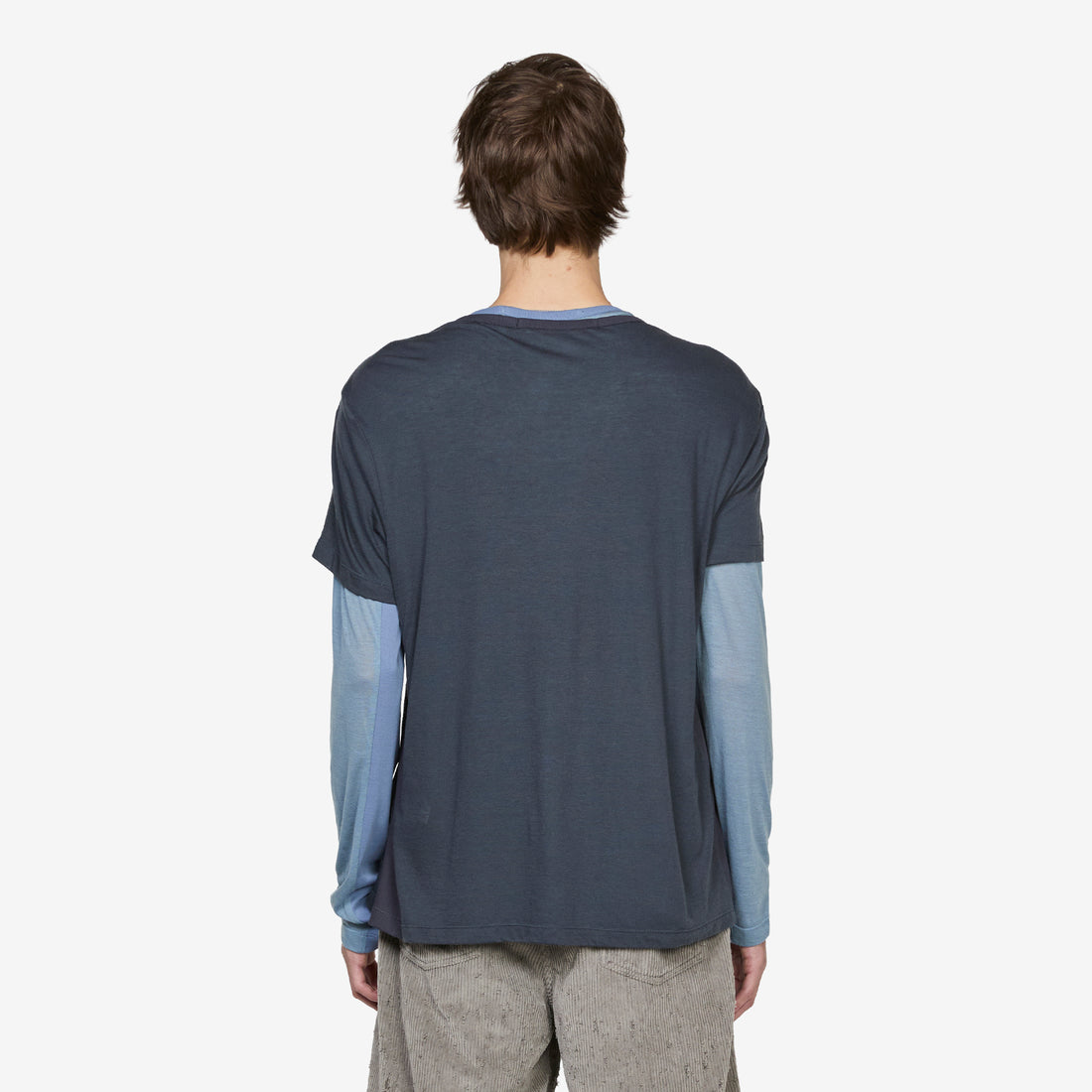 Brad Wool Layered T-Shirt Asphalt | Slate Blue Tees