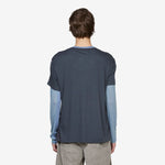 Brad Wool Layered T-Shirt Asphalt | Slate Blue
