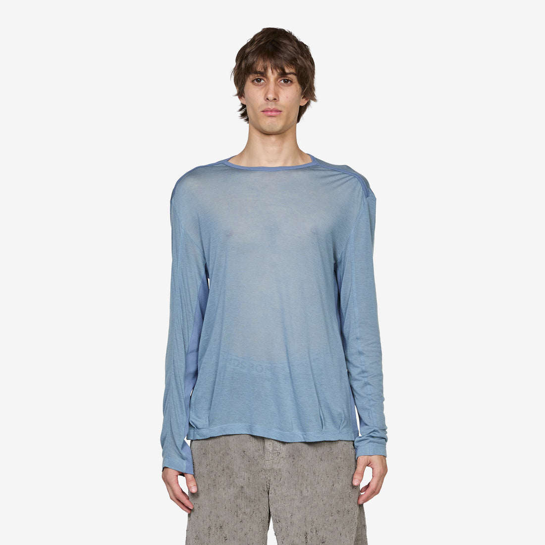 Brad Wool Layered T-Shirt Asphalt | Slate Blue Tees